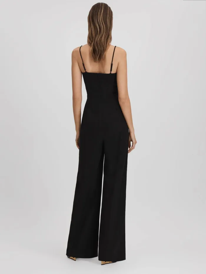 Women Reiss Jumpsuits and Playsuits Cowl Neck Jumpsuit Black
