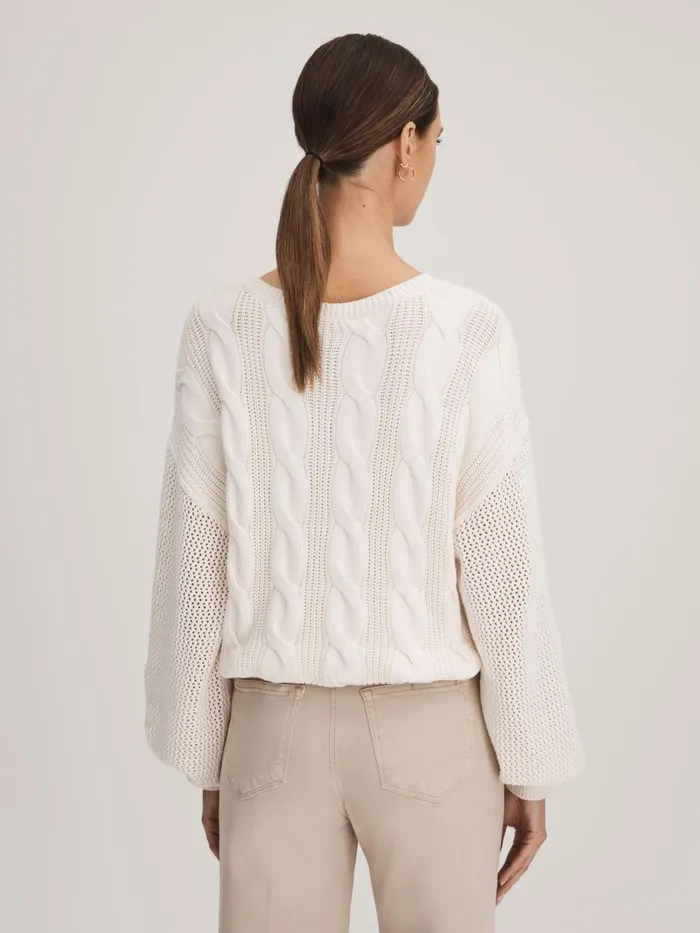 Women Reiss Knitwear Cotton Blend Knitted Jumper Ivory