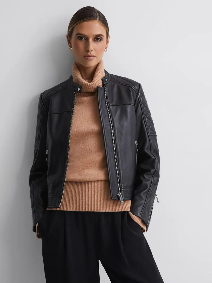 Women Reiss Knitwear Edina Relaxed WoolCashmere Blend Roll Neck Jumper Camel