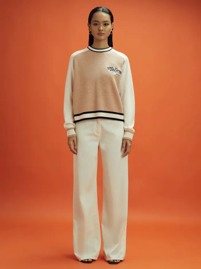 Women Reiss Knitwear F1 Wool Cashmere Cropped Jumper Camelecru