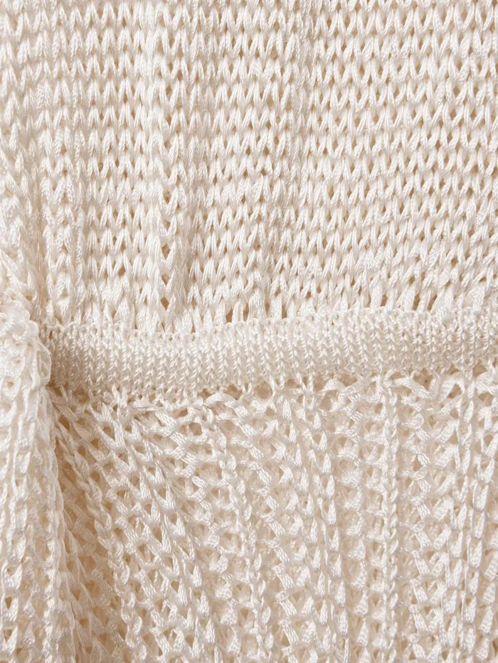 Women Reiss Knitwear Morrow Ivory Sheer Knitted Maxi Dress Ivory