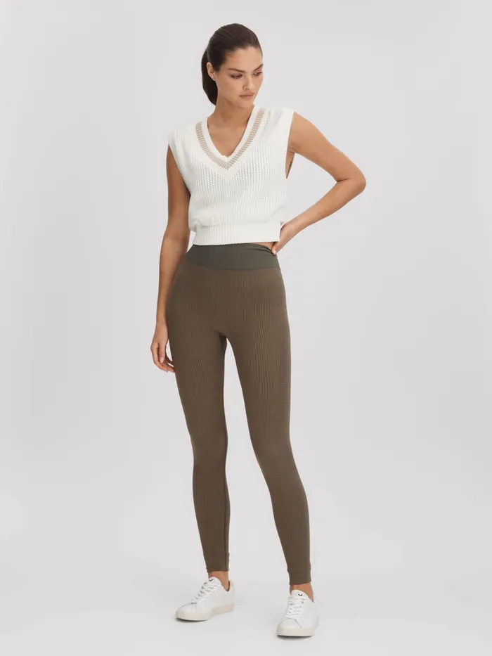 Women Reiss Knitwear Upside Knitted Cotton Cropped Vest White