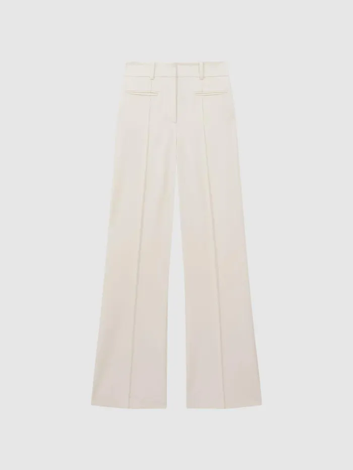 Women Reiss Pants Claude High Rise Flared Trousers Cream