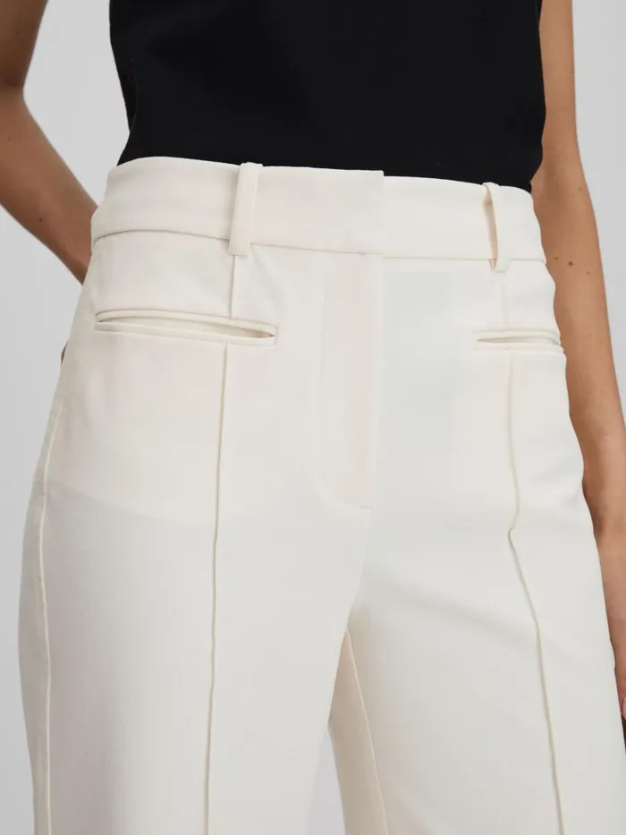 Women Reiss Pants Claude High Rise Flared Trousers Cream