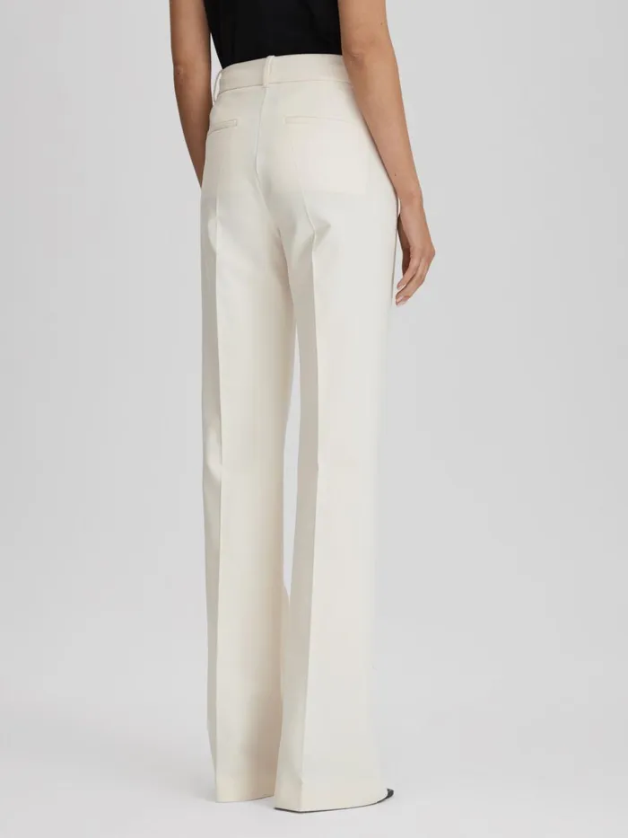 Women Reiss Pants Claude High Rise Flared Trousers Cream