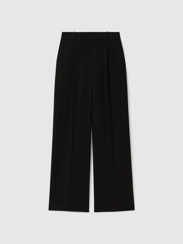 Women Reiss Pants Eden HalfElasticated Wide Leg Trousers Black