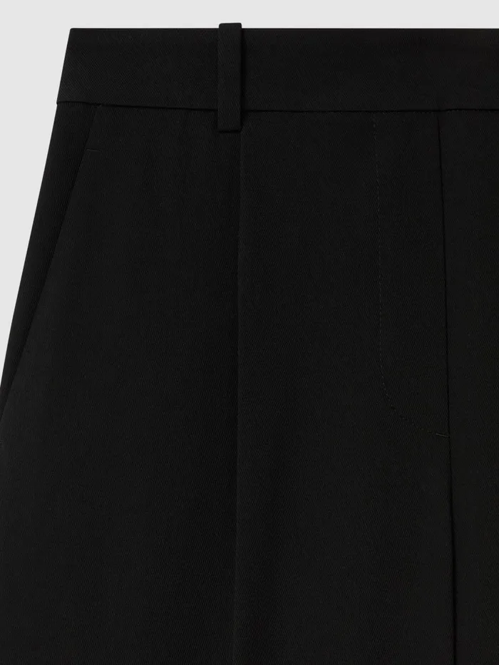 Women Reiss Pants Eden HalfElasticated Wide Leg Trousers Black