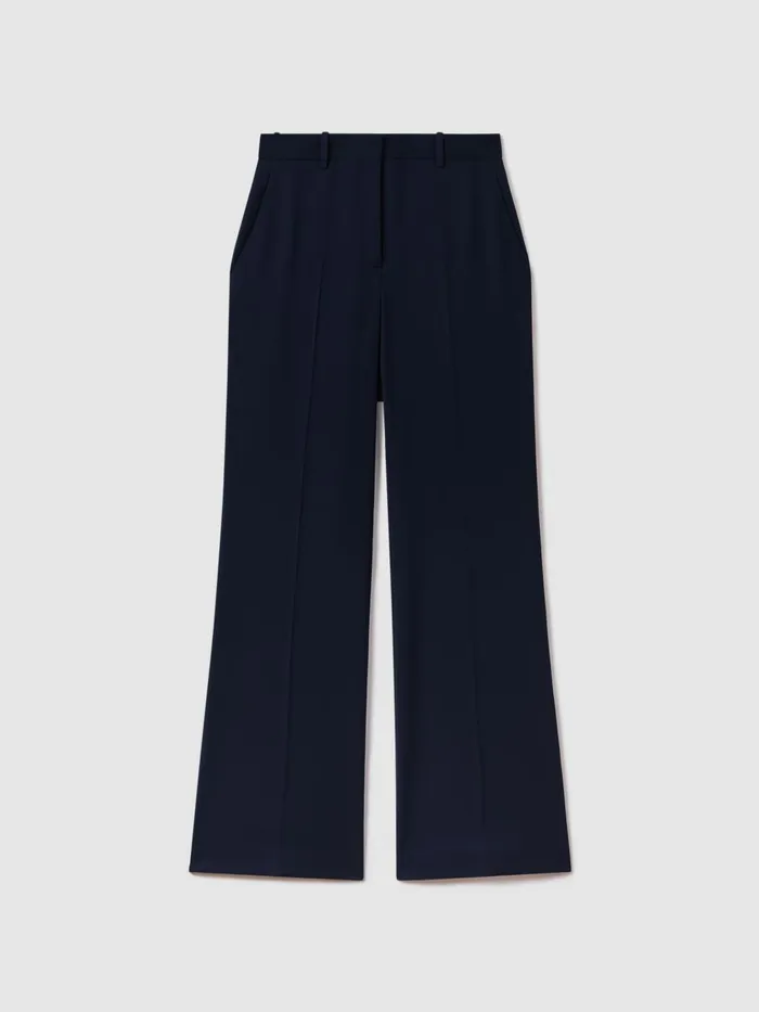 Women Reiss Pants Margeaux Wide Leg Suit Trousers Navy