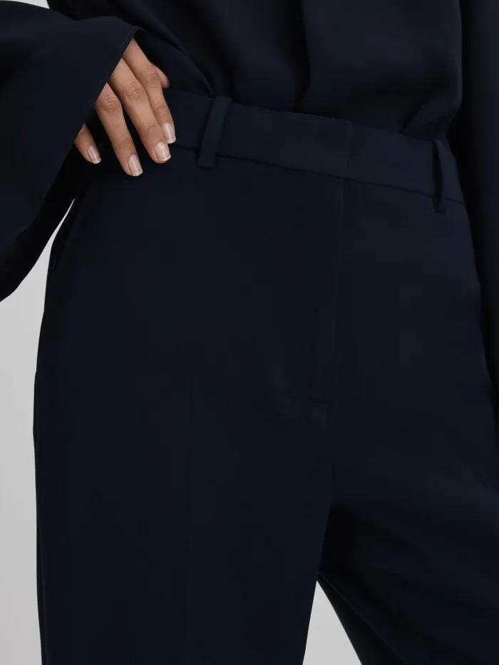 Women Reiss Pants Margeaux Wide Leg Suit Trousers Navy