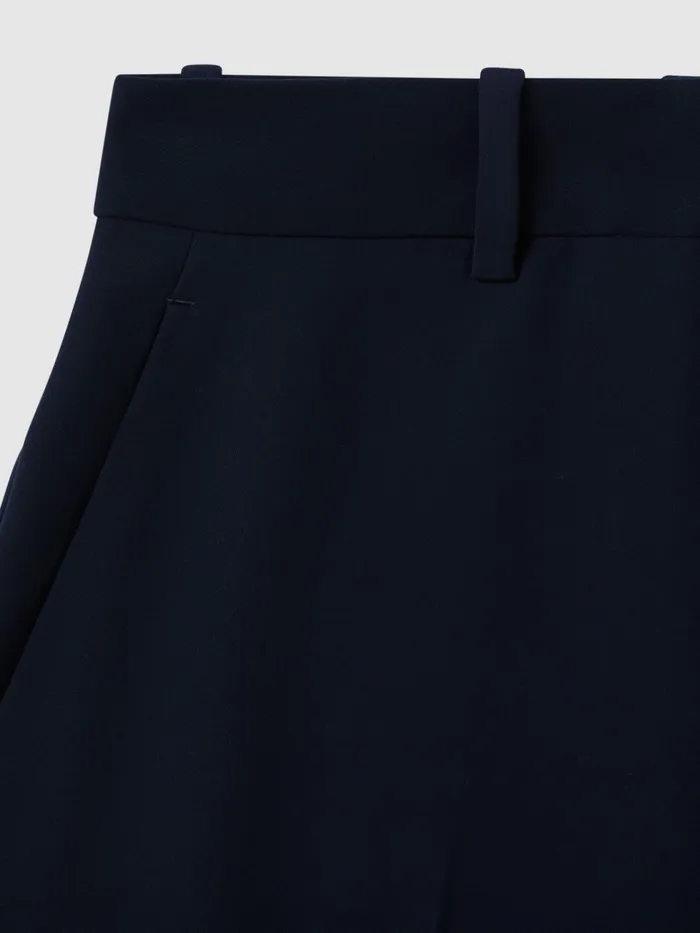 Women Reiss Pants Margeaux Wide Leg Suit Trousers Navy