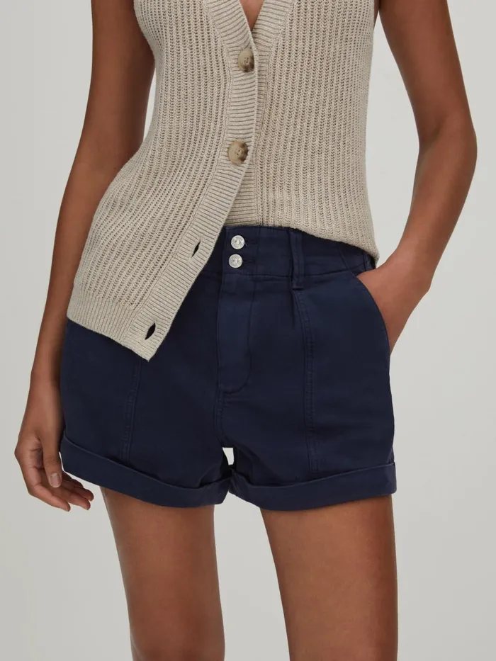 Women Reiss Shorts High Rise Shorts With TurnedUp Hems Navy