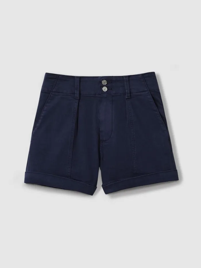 Women Reiss Shorts High Rise Shorts With TurnedUp Hems Navy