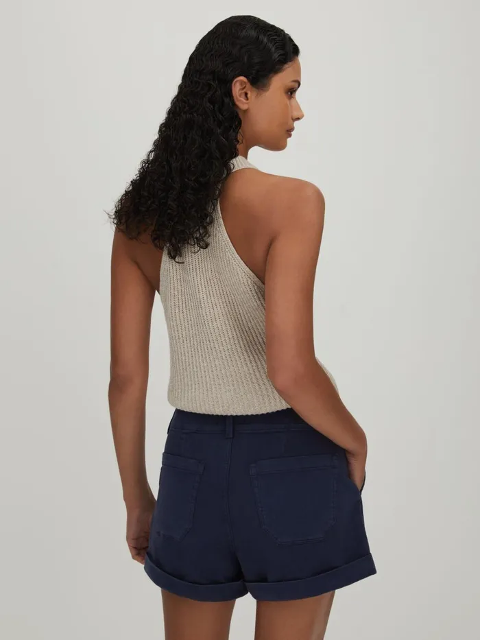 Women Reiss Shorts High Rise Shorts With TurnedUp Hems Navy