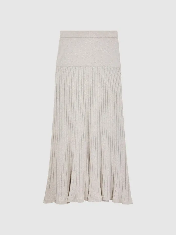 Women Reiss Skirts Quan Cotton Ribbed Maxi Skirt Ecru