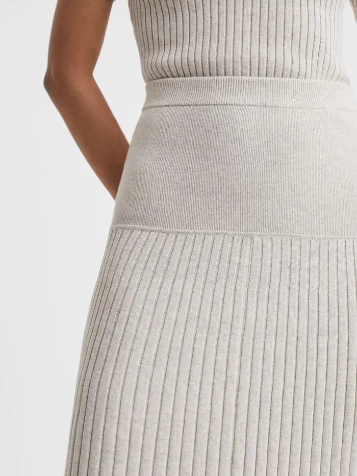 Women Reiss Skirts Quan Cotton Ribbed Maxi Skirt Ecru