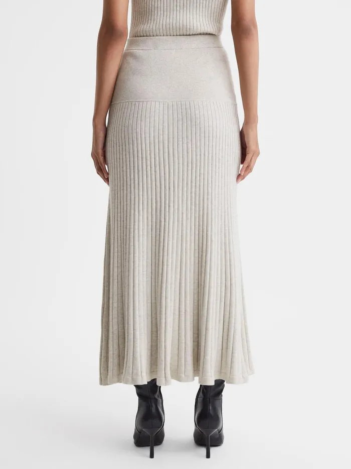Women Reiss Skirts Quan Cotton Ribbed Maxi Skirt Ecru