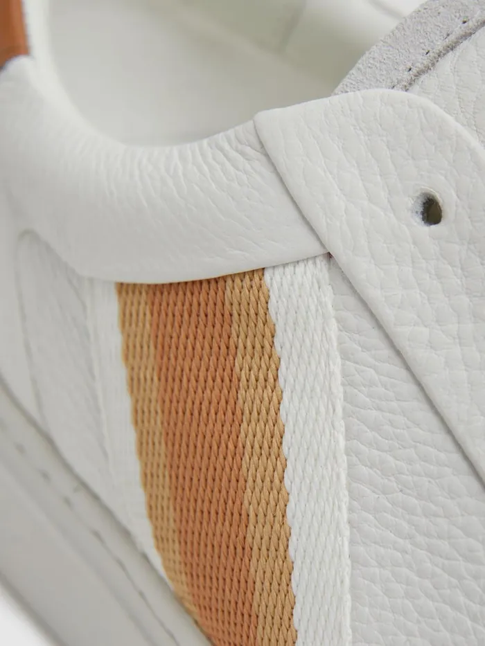 Women Reiss Sneakers Sonia Leather Side Stripe Trainers Fresh White