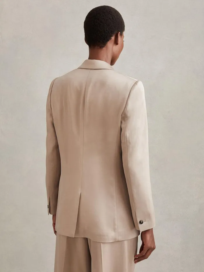 Women Reiss Suits and Tailoring Cole Satin Single Breasted Suit Blazer Gold