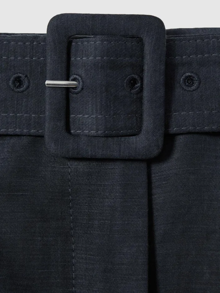 Women Reiss Suits and Tailoring Cupro Belted Suit Trousers Navy