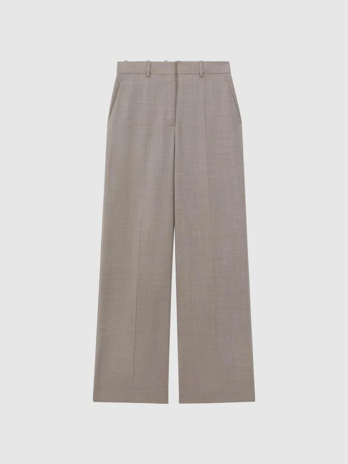 Women Reiss Suits and Tailoring Hazel Wool Blend Wide Leg Suit Trousers Oatmeal