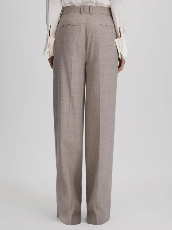 Women Reiss Suits and Tailoring Hazel Wool Blend Wide Leg Suit Trousers Oatmeal