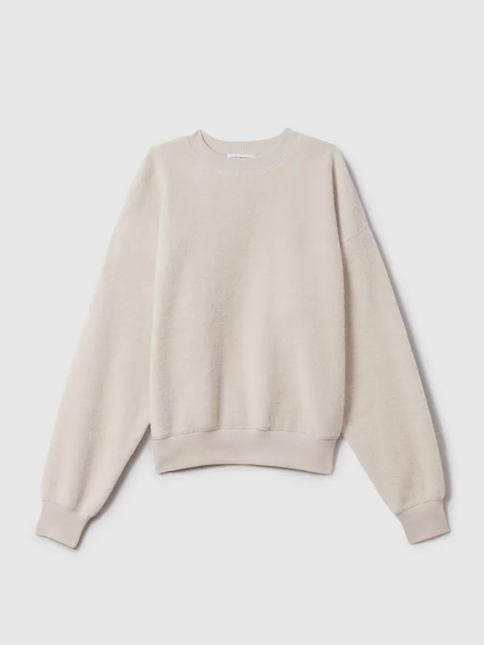 Women Reiss Sweats Hoodies and Joggers American Good American Sherpa Crew Neck Jumper Tusk White