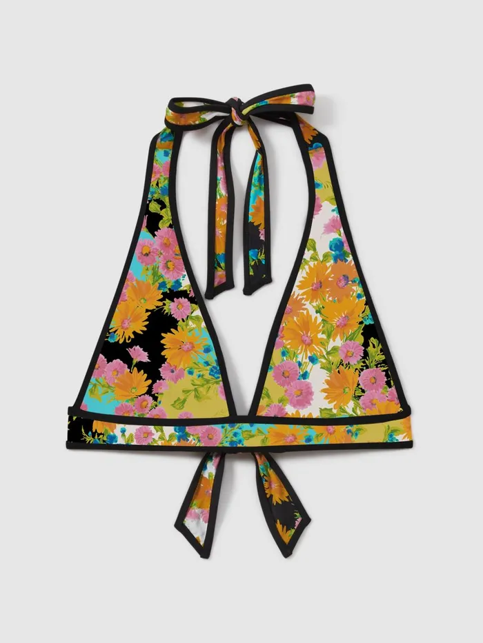 Women Reiss Swimwear Printed Plunge Neck Bikini Top Multi