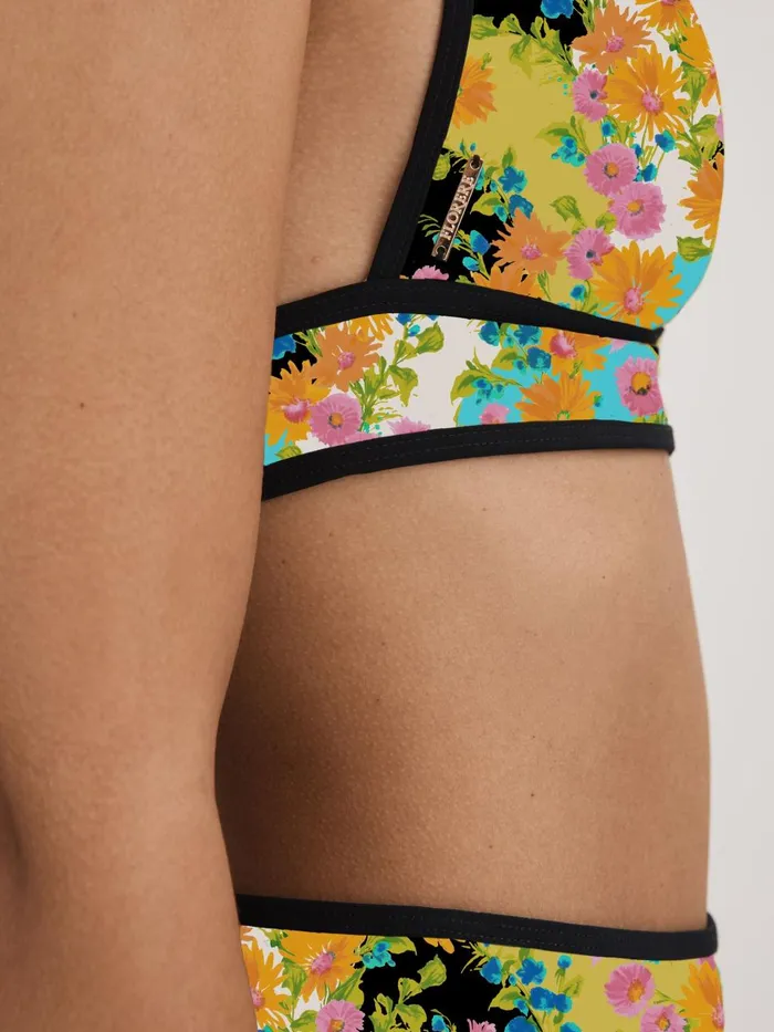Women Reiss Swimwear Printed Plunge Neck Bikini Top Multi