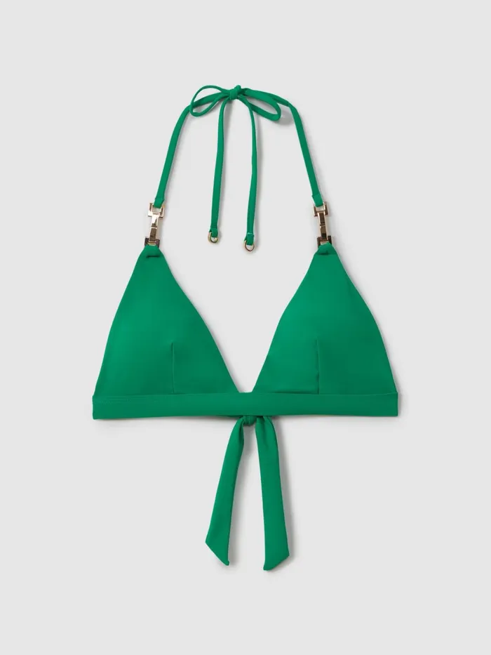 Women Reiss Swimwear Riah Triangle Halter Neck Bikini Top Green