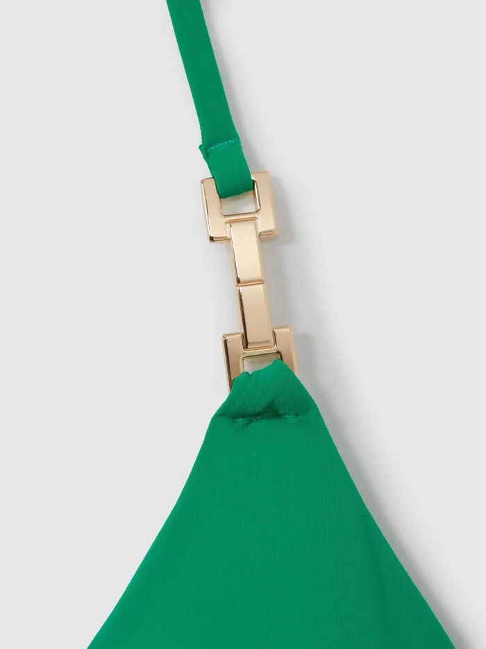 Women Reiss Swimwear Riah Triangle Halter Neck Bikini Top Green