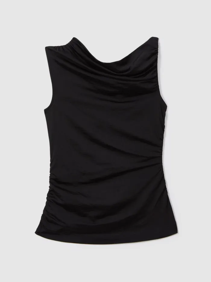 Women Reiss Tops Dylan Ruched OffTheShoulder Top Black