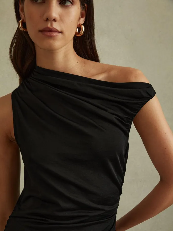 Women Reiss Tops Dylan Ruched OffTheShoulder Top Black