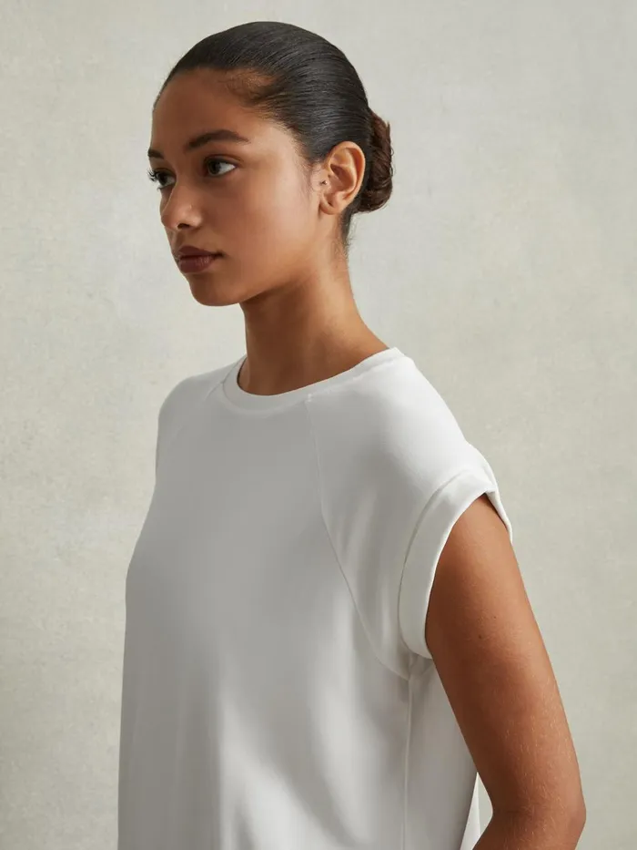 Women Reiss Tops Jessie Elasticated Hem Raglan Sleeve Top Ivory