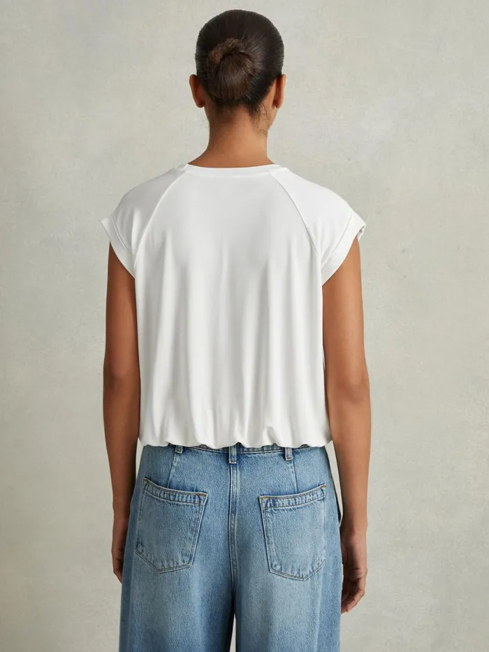 Women Reiss Tops Jessie Elasticated Hem Raglan Sleeve Top Ivory