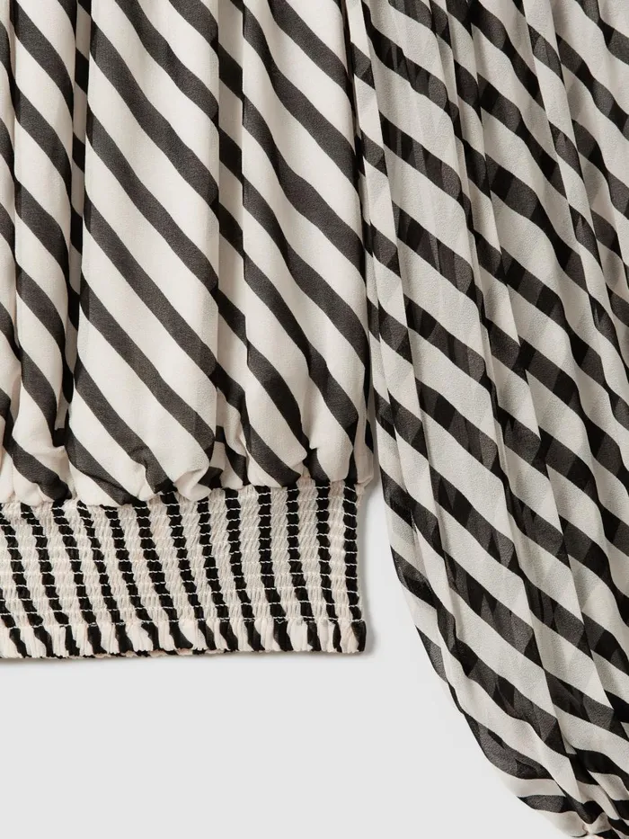 Women Reiss Tops Lea Striped Bardot Cropped Top Blackcream