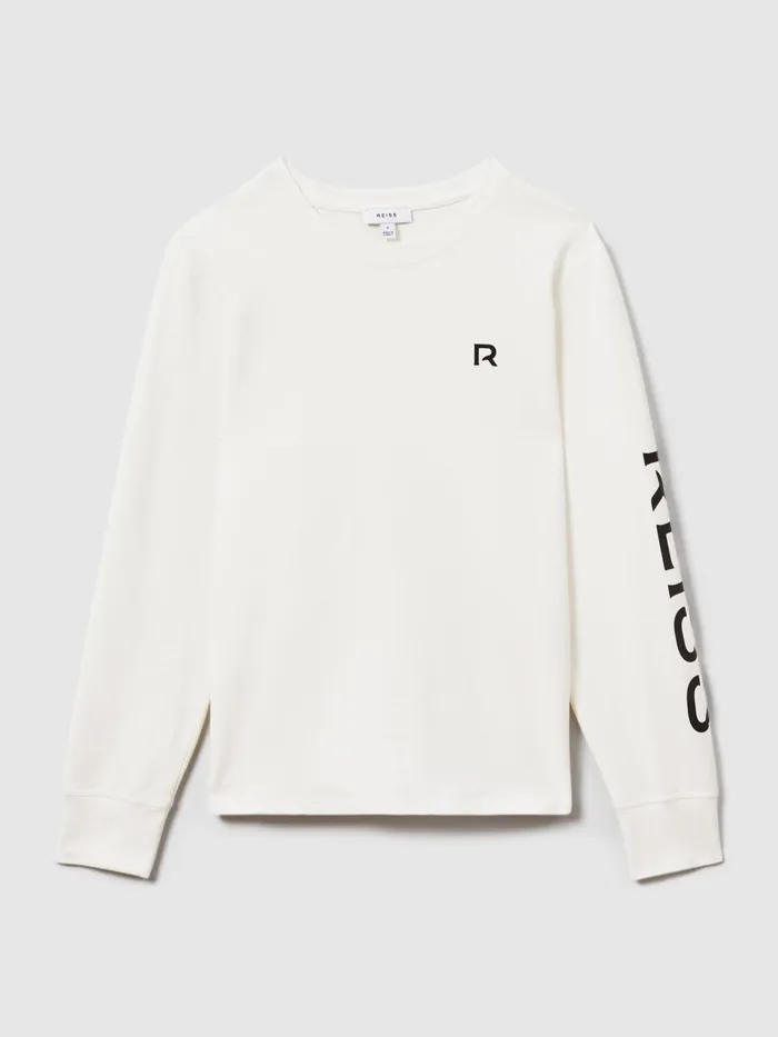 Women Reiss Tops Maggie Cotton Blend Crew Neck Top White