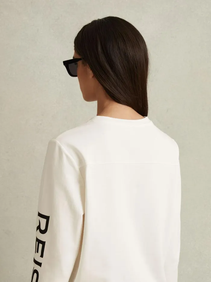 Women Reiss Tops Maggie Cotton Blend Crew Neck Top White