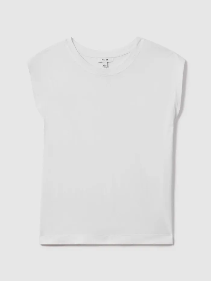 Women Reiss Tops Morgan Cotton Capped Sleeve TShirt White