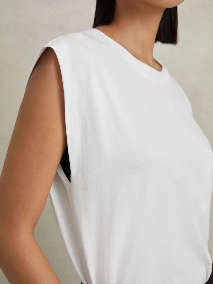 Women Reiss Tops Morgan Cotton Capped Sleeve TShirt White