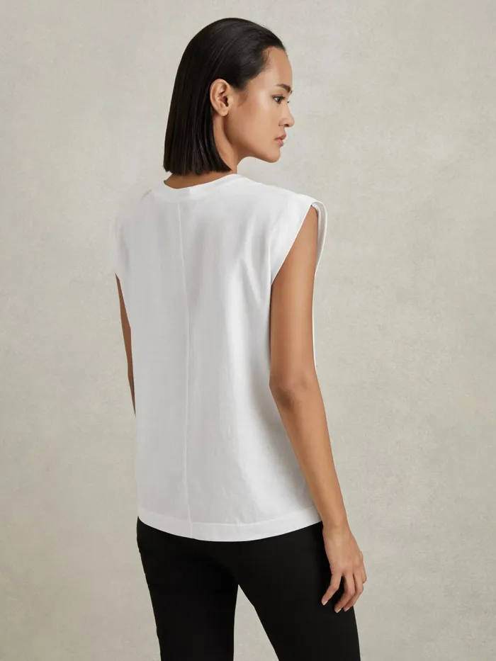 Women Reiss Tops Morgan Cotton Capped Sleeve TShirt White