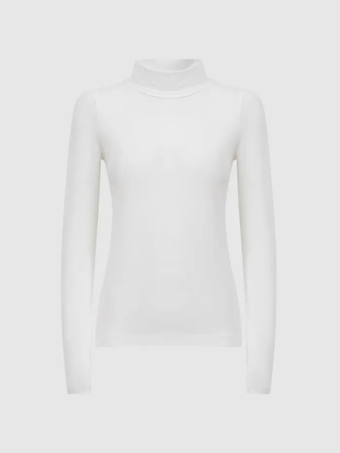 Women Reiss Tops Piper Fitted Roll Neck TShirt White