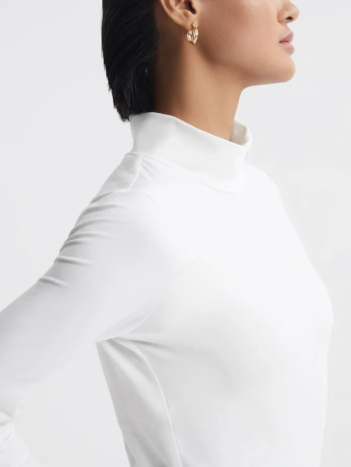 Women Reiss Tops Piper Fitted Roll Neck TShirt White