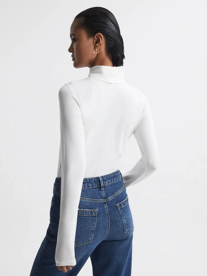 Women Reiss Tops Piper Fitted Roll Neck TShirt White