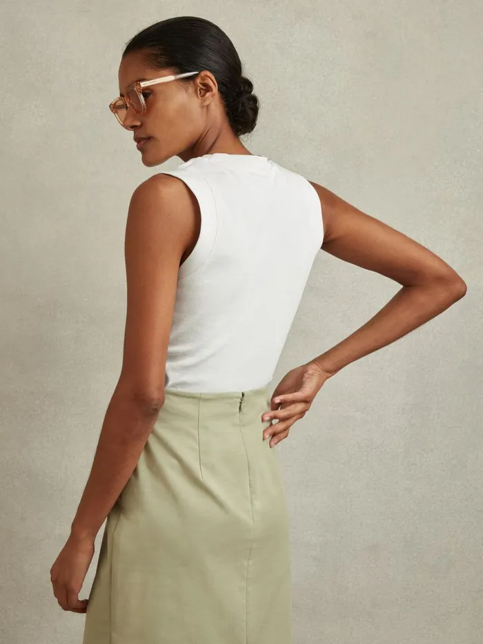 Women Reiss Tops Trudy Ribbed Ruched Waist Vest White