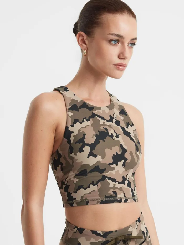 Women Reiss Tops Upside Camouflage Cropped Tank Top Camo