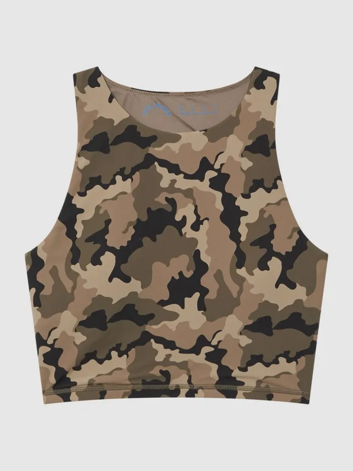 Women Reiss Tops Upside Camouflage Cropped Tank Top Camo