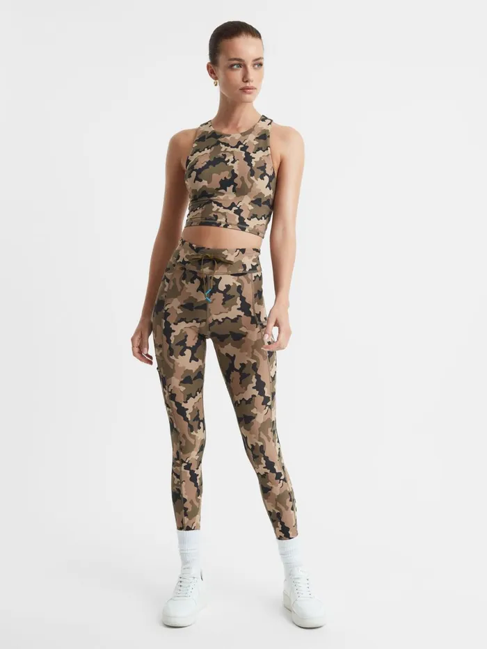Women Reiss Tops Upside Camouflage Cropped Tank Top Camo