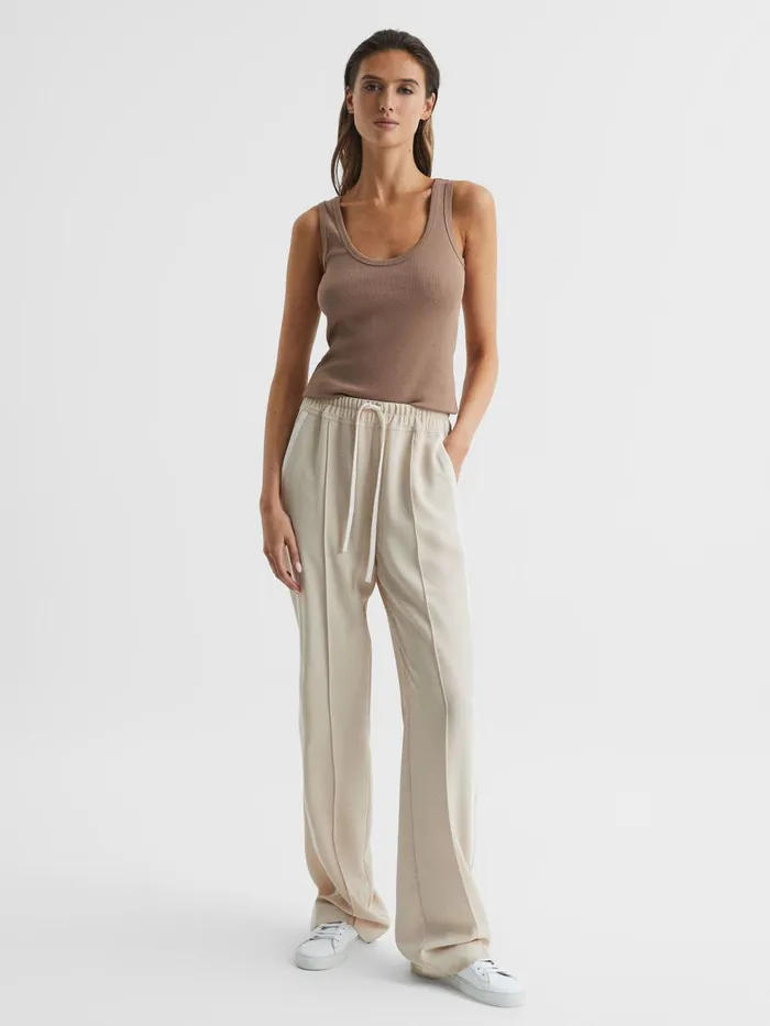 Women Reiss Tops Violet Ribbed Cotton Blend Vest Mocha