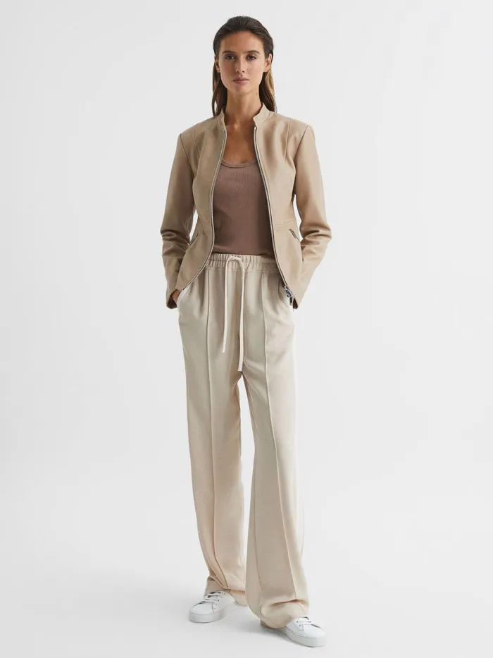 Women Reiss Tops Violet Ribbed Cotton Blend Vest Mocha