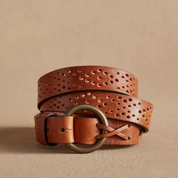Women Rhylee Slim Perforated Belt Brown Sundance Catalog Belts Women Rhylee Slim Perforated Belt Brown Sundance Catalog Belts